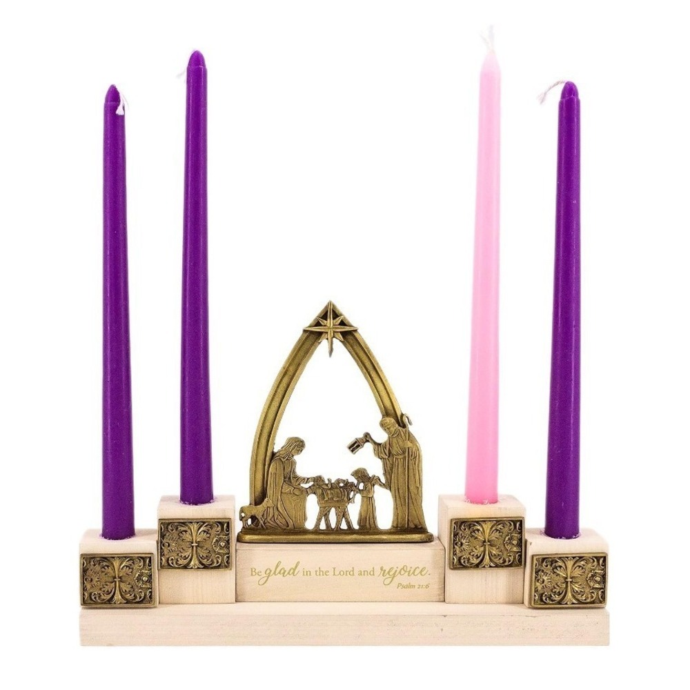 Abbey Press Holy Family Advent Candle Holder Nativity Christmas Decor AD147